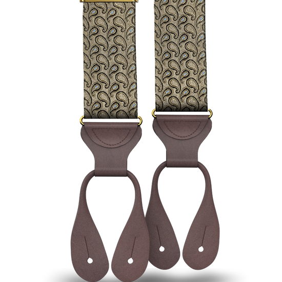 Alcot Khaki Paisley Silk Suspenders - KK & Jay Supply Co.