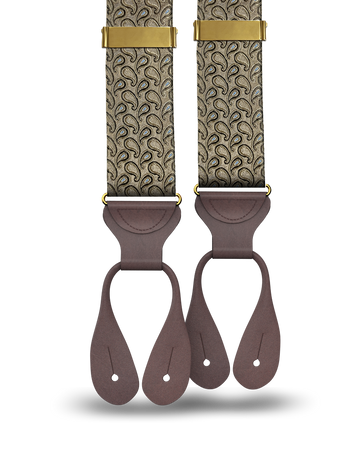 Alcot Khaki Paisley Silk Suspenders - KK & Jay Supply Co.
