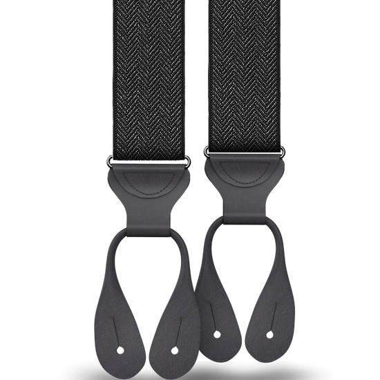 Amsterdam Herringbone Black Suspenders - KK & Jay Supply Co.