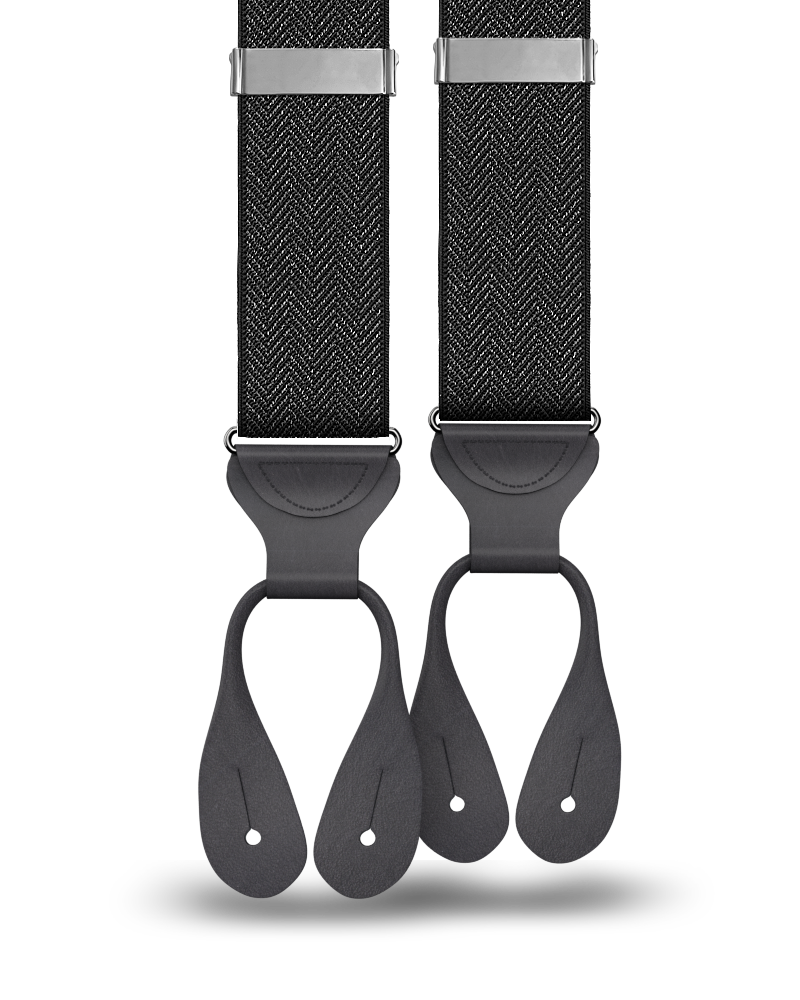 Amsterdam Herringbone Black Suspenders - KK & Jay Supply Co.