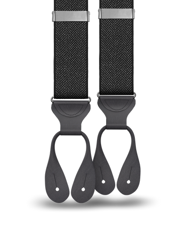 Amsterdam Herringbone Black Suspenders - KK & Jay Supply Co.