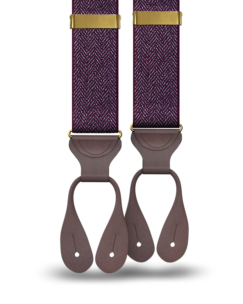 Amsterdam Herringbone Maroon Suspenders - KK & Jay Supply Co.