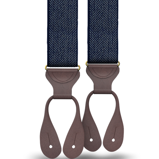 Amsterdam Herringbone Navy Suspenders - KK & Jay Supply Co.