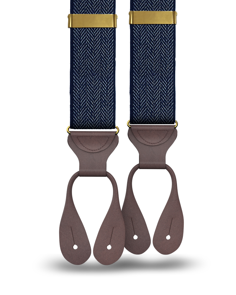 Amsterdam Herringbone Navy Suspenders - KK & Jay Supply Co.