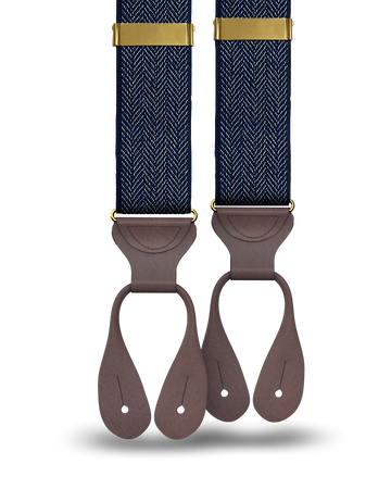 Amsterdam Herringbone Navy Suspenders - KK & Jay Supply Co.