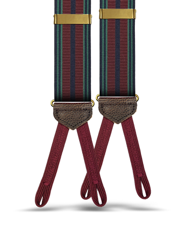 Arden Striped Suspenders - Maroon/Navy/Green