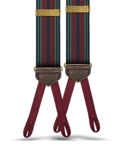 Arden Striped Suspenders - Maroon/Navy/Green