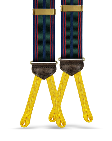 Arden Striped Suspenders - Navy/Red/Green/Yellow