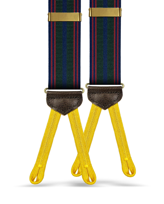 Arden Striped Suspenders - Navy/Red/Green/Yellow