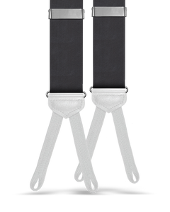 Satin Silk Suspenders w/ White Braided Ends - Black