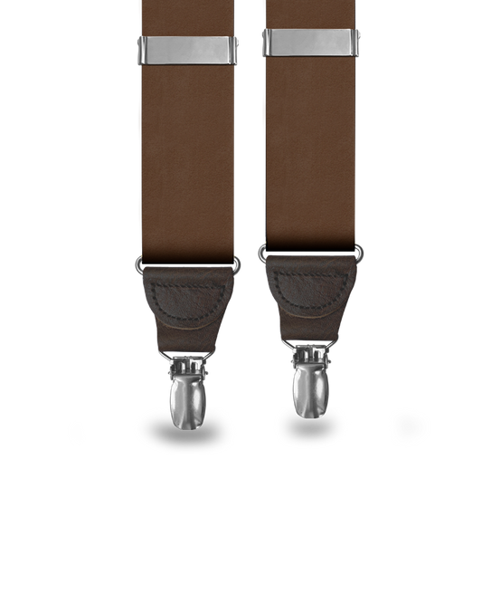 Brown Silk Clip-on Suspenders