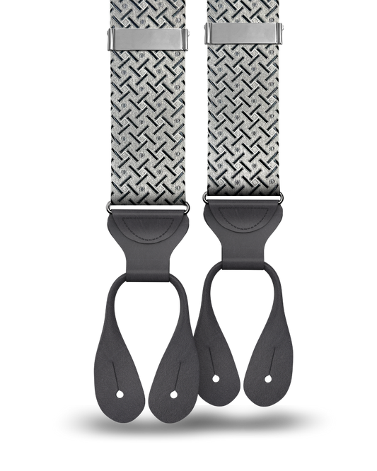 Cadman Silver Silk Suspenders - KK & Jay Supply Co.