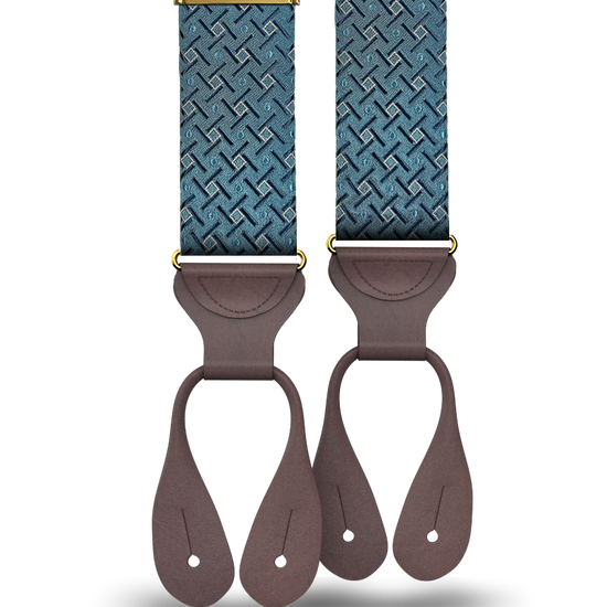 Cadman Teal Silk Suspenders - KK & Jay Supply Co.