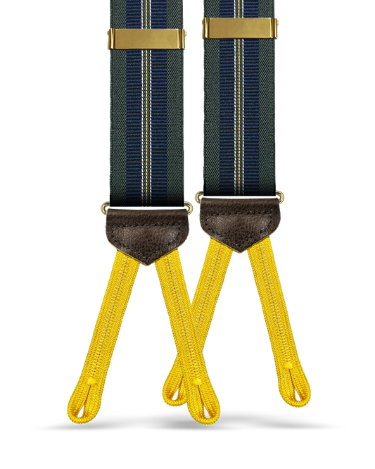 Castle Hill Striped Suspenders - Green/Navy