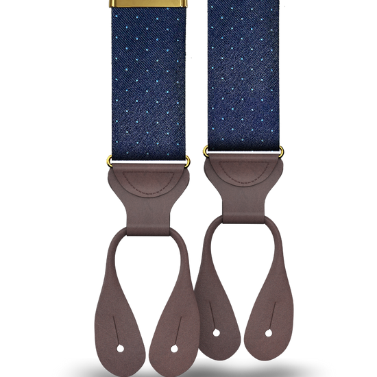 Cedar Dot Navy Silk Suspenders - KK & Jay Supply Co.