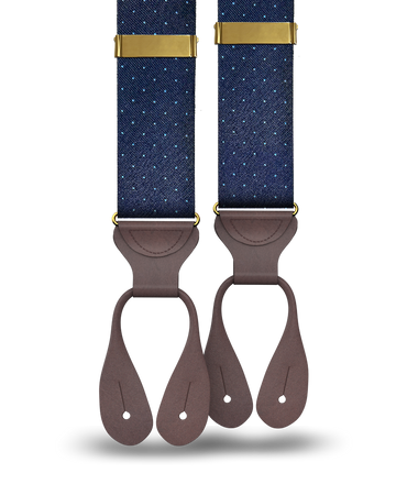 Cedar Dot Navy Silk Suspenders - KK & Jay Supply Co.