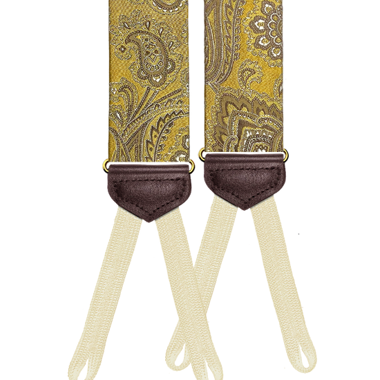 Limited Edition<br>Chelsea Gold Paisley Silk Suspenders - KK & Jay Supply Co.