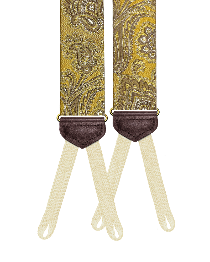 Limited Edition<br>Chelsea Gold Paisley Silk Suspenders - KK & Jay Supply Co.