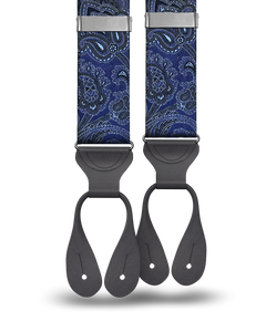 Limited Edition<br>Chelsea Navy Paisley Silk Suspenders