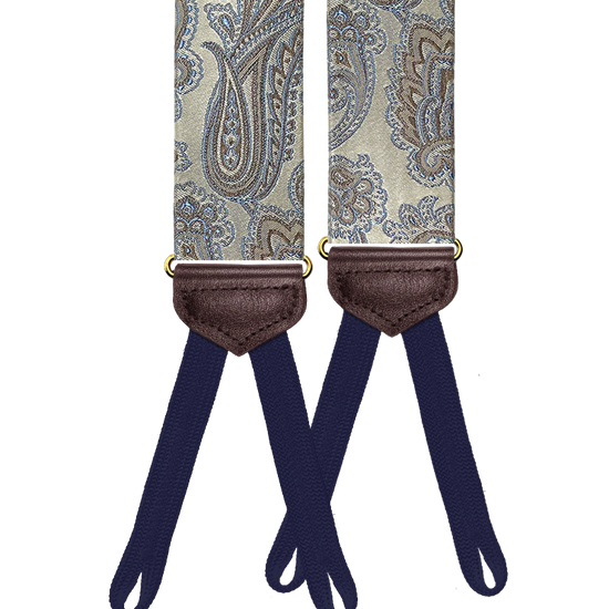 Limited Edition<br>Chelsea Pewter Paisley Silk Suspenders - KK & Jay Supply Co.
