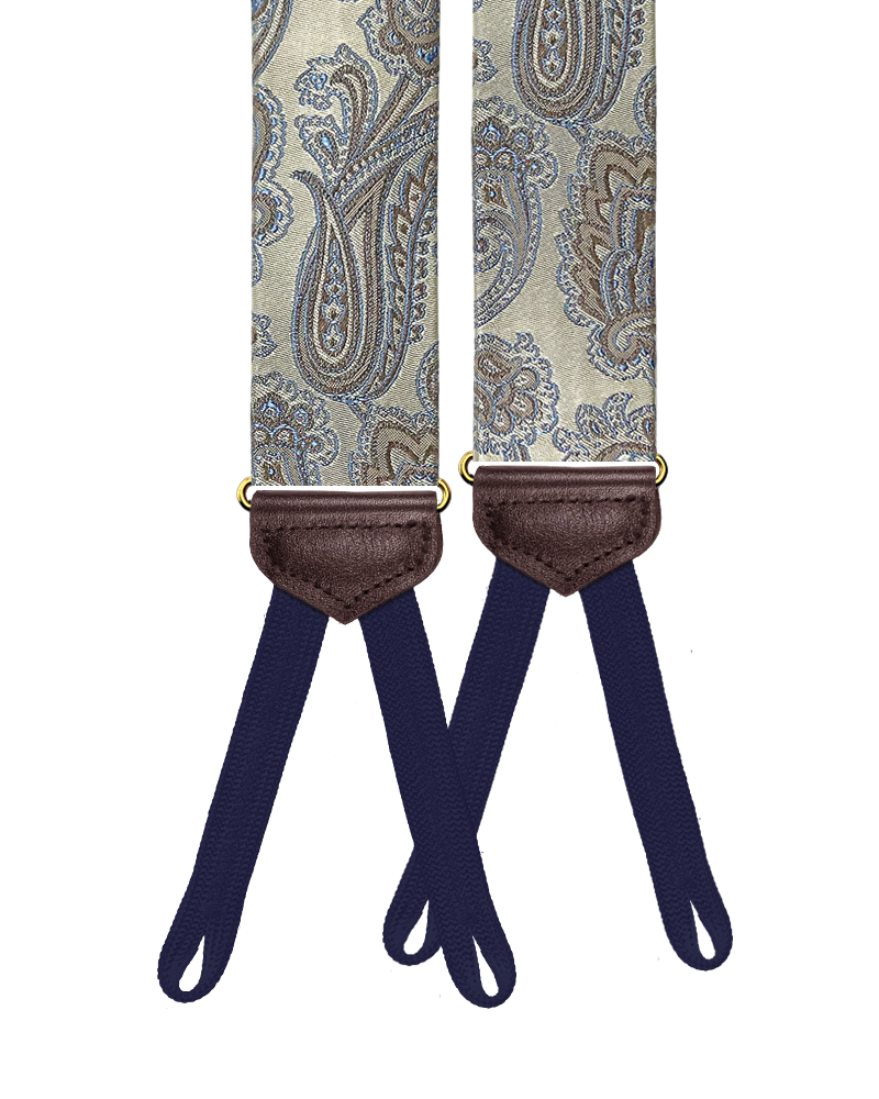 Limited Edition<br>Chelsea Pewter Paisley Silk Suspenders - KK & Jay Supply Co.