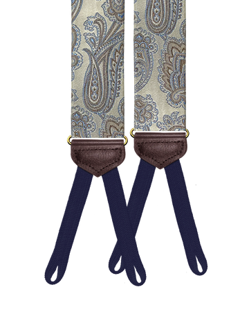 Limited Edition<br>Chelsea Pewter Paisley Silk Suspenders - KK & Jay Supply Co.