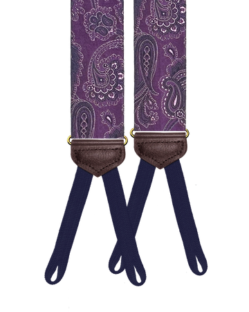 Limited Edition<br>Chelsea Purple Paisley Silk Suspenders - KK & Jay Supply Co.