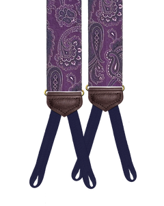 Limited Edition<br>Chelsea Purple Paisley Silk Suspenders - KK & Jay Supply Co.