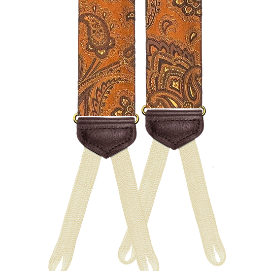 Limited Edition<br>Chelsea Sienna Paisley Silk Suspenders - KK & Jay Supply Co.