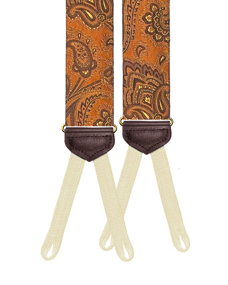 Limited Edition<br>Chelsea Sienna Paisley Silk Suspenders - KK & Jay Supply Co.