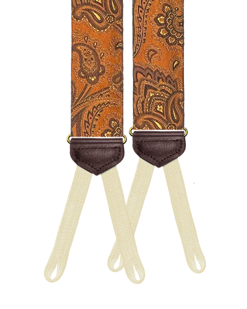 Limited Edition<br>Chelsea Sienna Paisley Silk Suspenders - KK & Jay Supply Co.