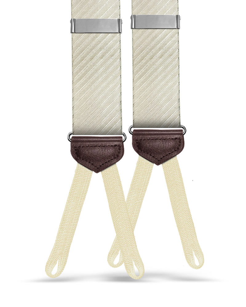 Cliff Silk Suspenders - Ivory - KK & Jay Supply Co.