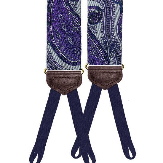 Limited Edition<br>Corlear Purple Paisley Silk Suspenders - KK & Jay Supply Co.