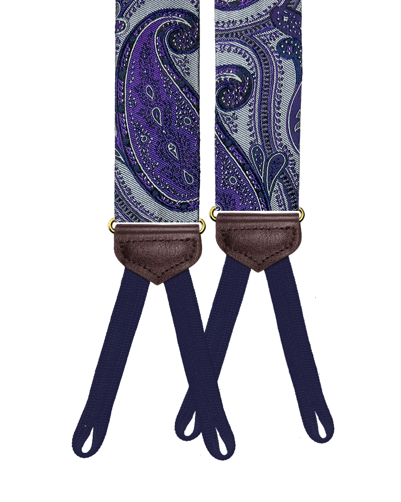 Limited Edition<br>Corlear Purple Paisley Silk Suspenders - KK & Jay Supply Co.