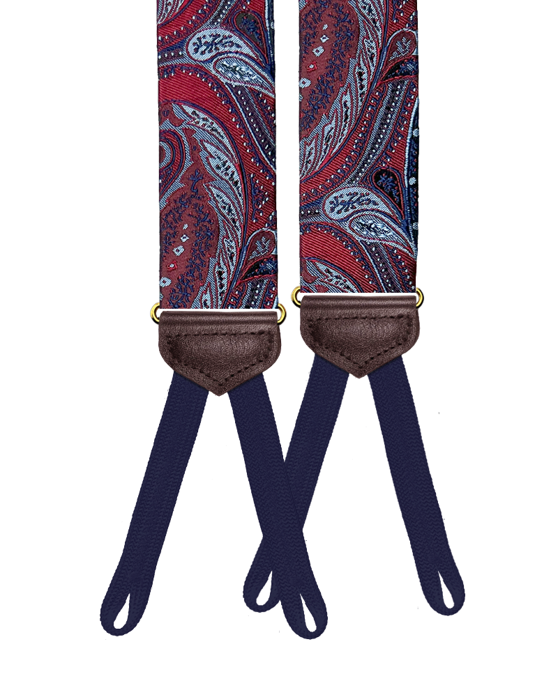 Limited Edition<br>Corlear Red Paisley Silk Suspenders - KK & Jay Supply Co.