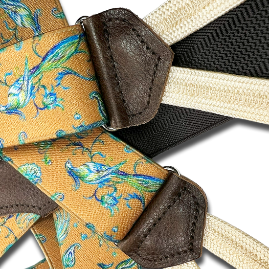 Cristasus Peacock Suspenders - Gold - KK & Jay Supply Co.