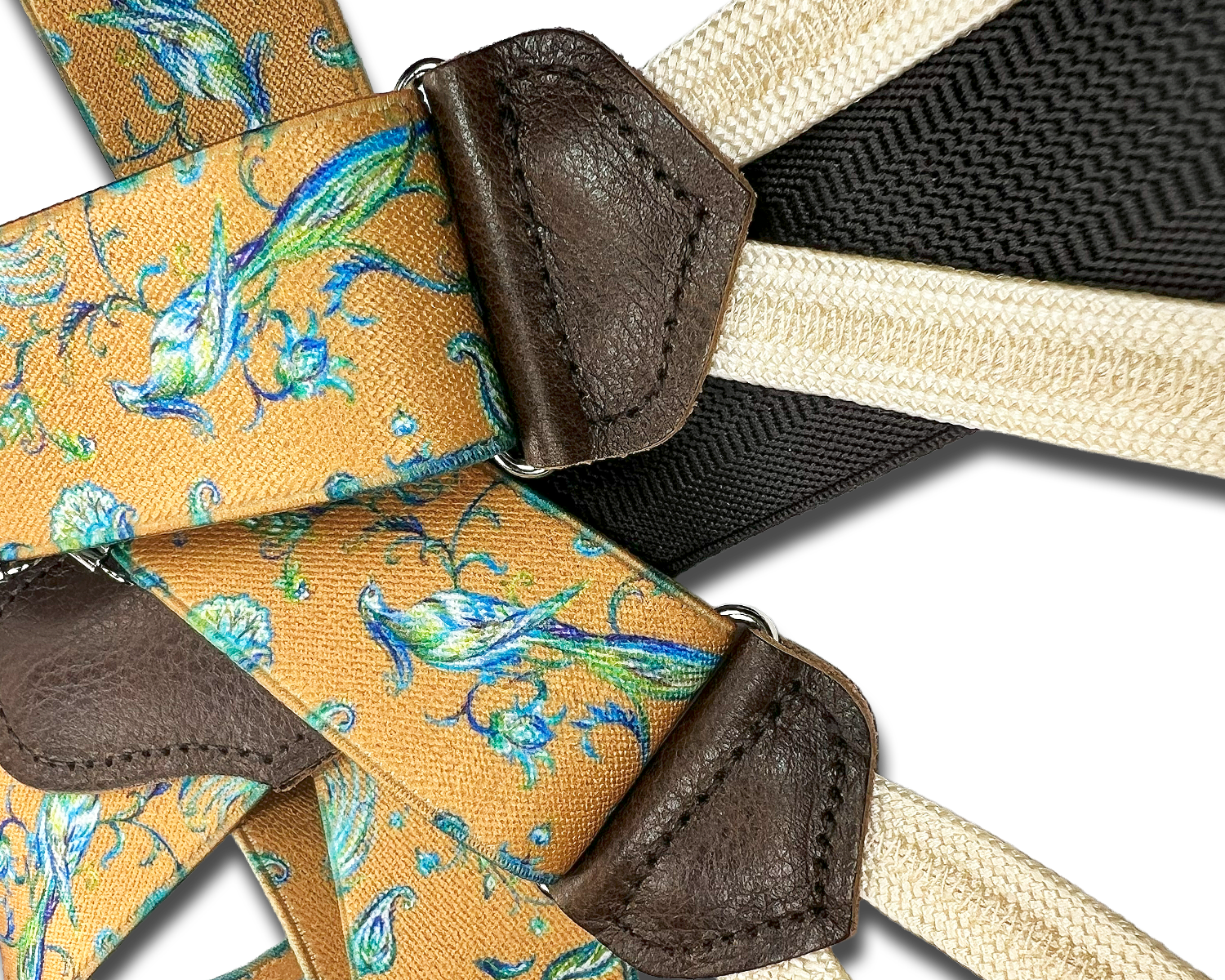 Cristasus Peacock Suspenders - Gold - KK & Jay Supply Co.