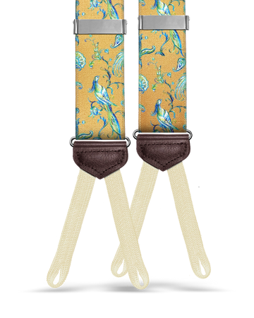 Cristasus Peacock Suspenders - Gold - KK & Jay Supply Co.