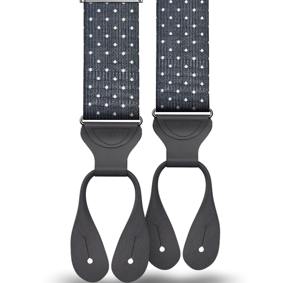 Dalton Polka Dot Silk Suspenders - Charcoal - KK & Jay Supply Co.