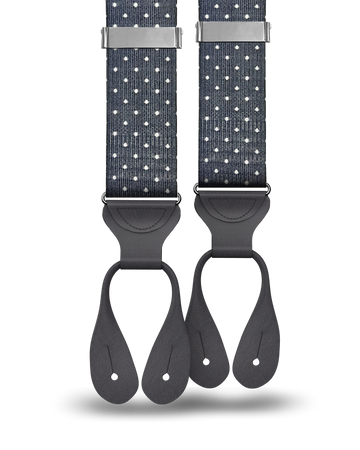 Dalton Polka Dot Silk Suspenders - Charcoal - KK & Jay Supply Co.