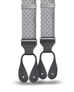 Dalton Polka Dot Silk Suspenders - Silver