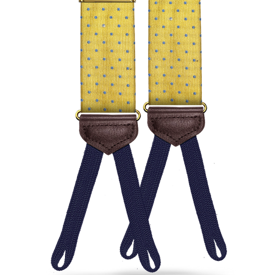 Dalton Polka Dot Silk Suspenders - Yellow - KK & Jay Supply Co.