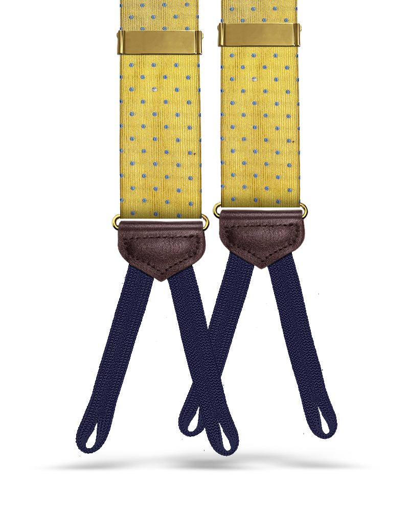 Dalton Polka Dot Silk Suspenders - Yellow - KK & Jay Supply Co.
