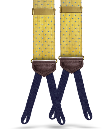 Dalton Polka Dot Silk Suspenders - Yellow - KK & Jay Supply Co.