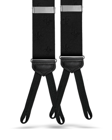 Limited Edition<br>Vintage Deveaux Fleur-de-lis Suspenders - Black - KK & Jay Supply Co.