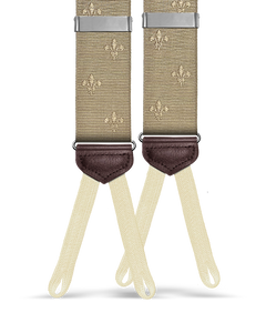 Limited Edition<br>Vintage Deveaux Fleur-de-lis Khaki Suspenders