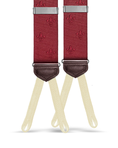 Limited Edition<br>Vintage Deveaux Fleur-de-lis Maroon Suspenders