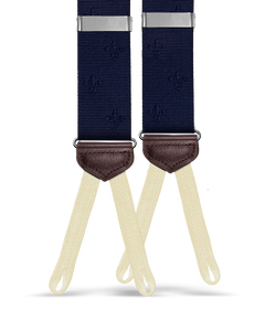 Limited Edition<br>Vintage Deveaux Fleur-de-lis Navy Suspenders