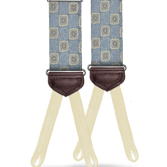 Dorchester Ice Blue Silk Suspenders - KK & Jay Supply Co.
