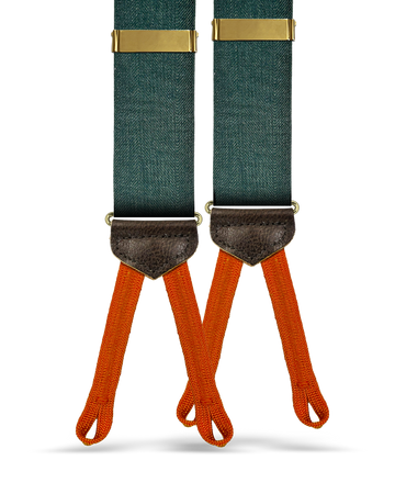 Gibson Worsted Wool Suspenders - Forest Green